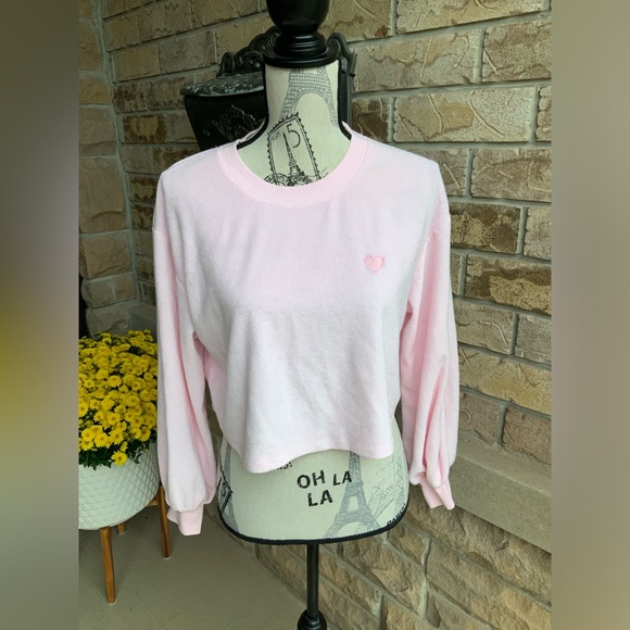 STONEY CLOVER LANE X TARGET Light Pink Sweater Terry Cloth Women’s Size SM/MED - Picture 7 of 12